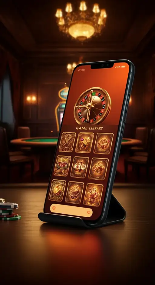 Interface Cresus Casino présentant un large catalogue de jeux optimisés pour mobile avec des machines à sous colorées et des tables de casino en direct.