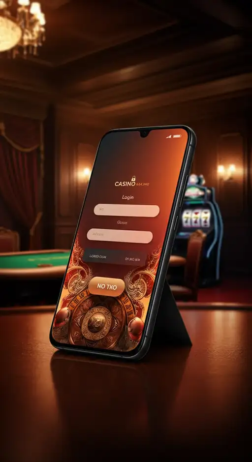 Interface de connexion sécurisée de Casino Cresus affichant les champs d'identifiant et de mot de passe sur un ordinateur portable, avec un arrière-plan flou de machines à sous